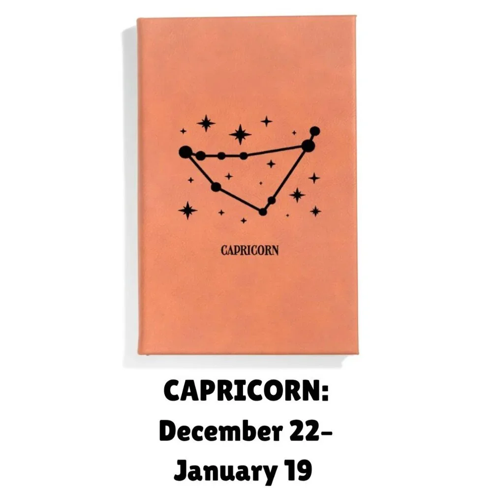 CAPRICORN Brown Zodiac Birth Sign Constellation Small Faux Leather Journal NEW
